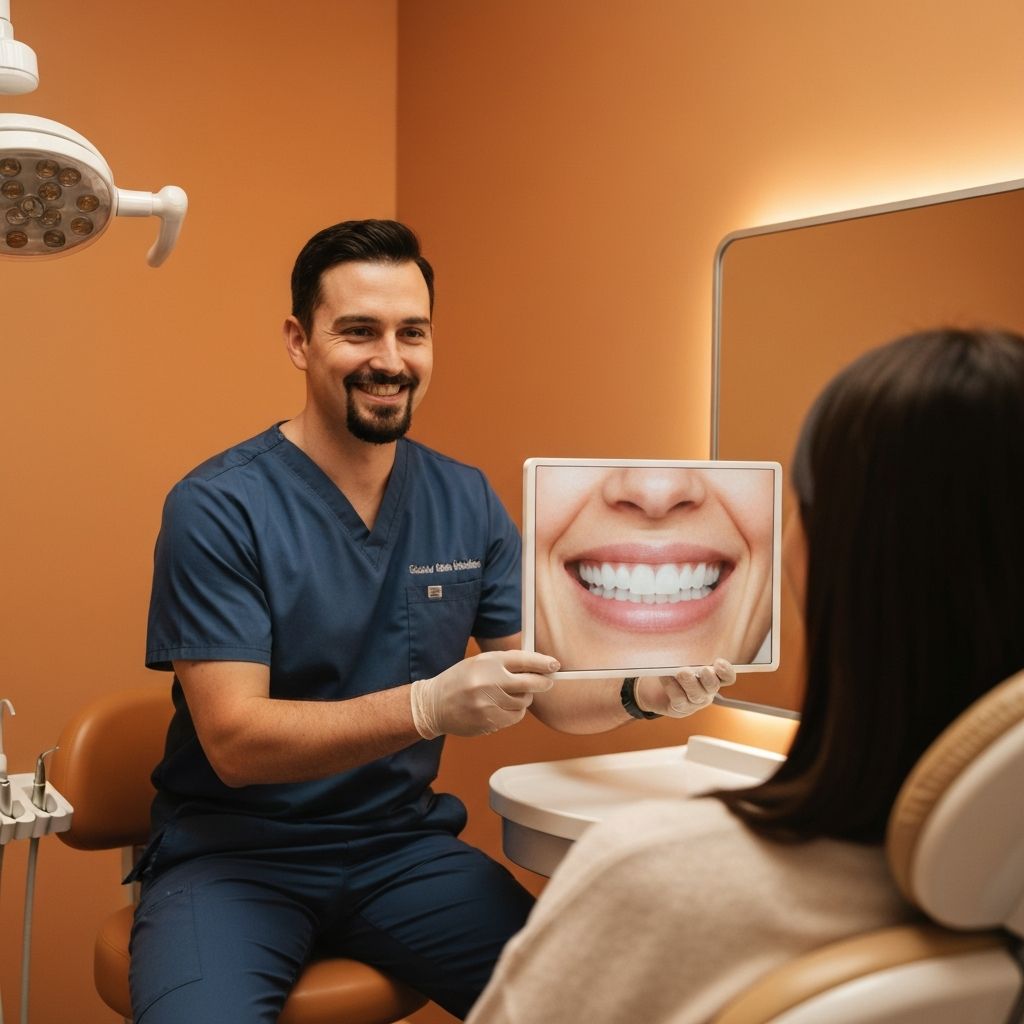 Dr. Yoon consulting with patient about cosmetic dentistry options